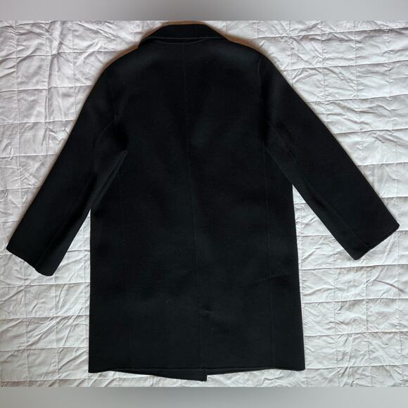 Theory Wool Cashmere Black Long Trench Overcoat Classic Timeless Luxury - Large - Picture 4 of 11